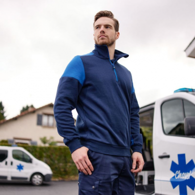 Sweat 1/2 zip prime bicolore ECO-RESPONSABLE | Sanipod