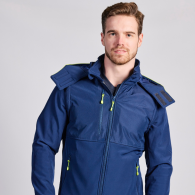 Softshell manches amovibles à capuche fluo ambulancier | Sanipod