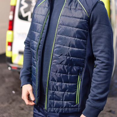 doudoune a manche courtes bi-matière