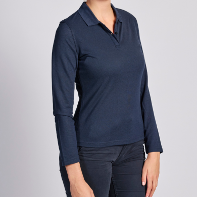 Polo piqué manches longues - femme | Sanipod